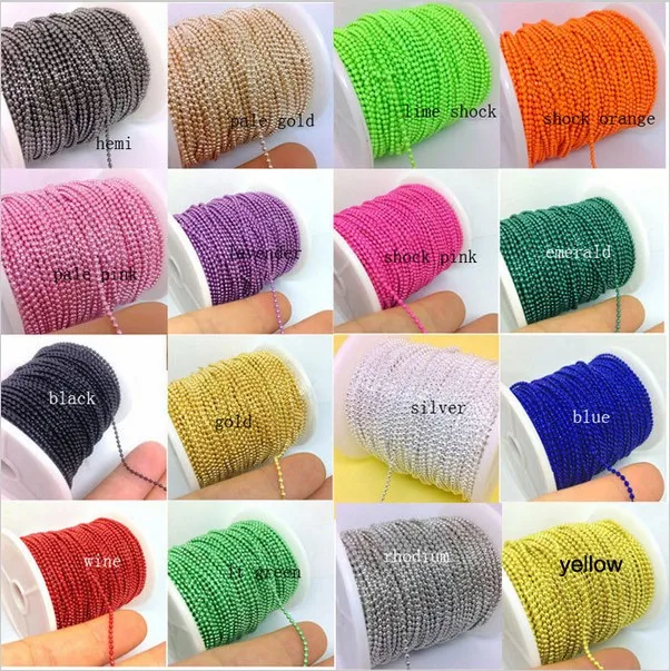 

1.5/2/2.4/3.2mm Ball Beads Jewelry Links 100 Meters/Troll Fashion Necklace Chains diy Copper Metal Colorful Pick Up Colors