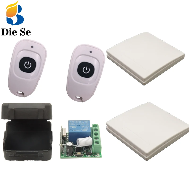 

86 Wall Panel 433MHz Universal Wireless Remote Controls RF Transmitter With 1 Keys and 12V 1CH rf relay receiver switch