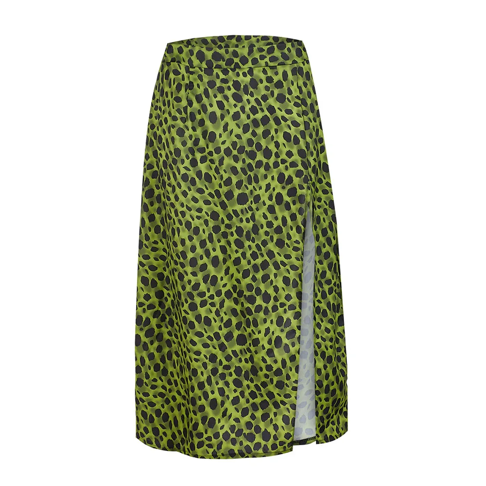 Женская летняя повседневная юбка с леопардовым принтом прямая юбка Женская высокая талия сплит высокая уличная Femme модные женские юбки Новинка H30