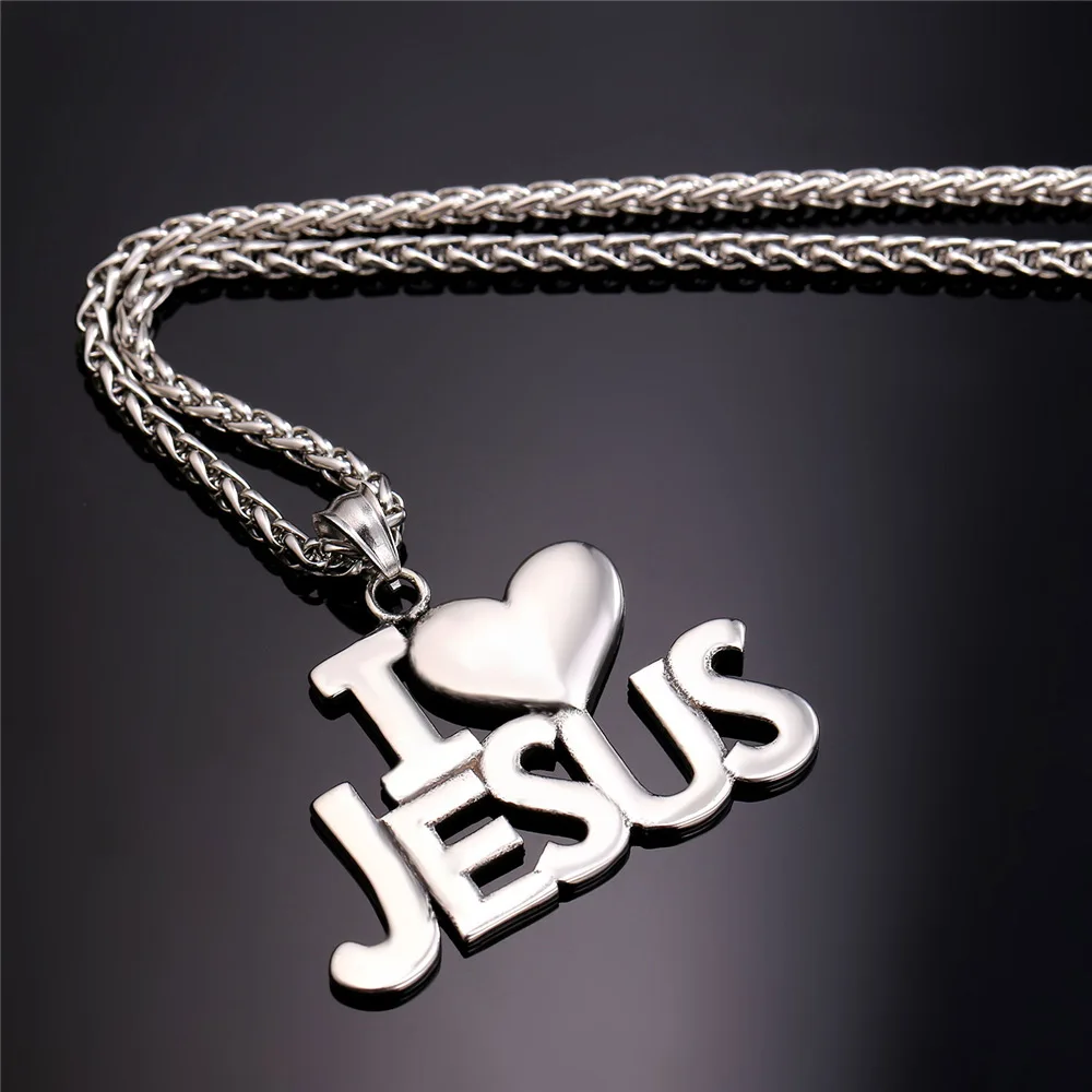 U7 Jesus Heart Necklace For Men/Women Gift Gold Color Stainless