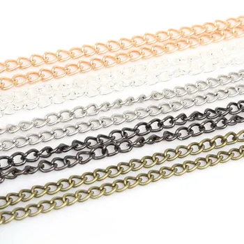 

Hot selling Jewelry 10m/lot Rhodium/Silver/Gold/Bronze/Black Plated Necklace Bracelet Chains Iron Bulk for DIY Handcraft Making