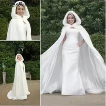 Длина пола Свадебные Кабо Кот Свадебное плащи длинные накидка с капюшоном из искусственного меха Зимние Свадебные Accressories Свадебные палантины