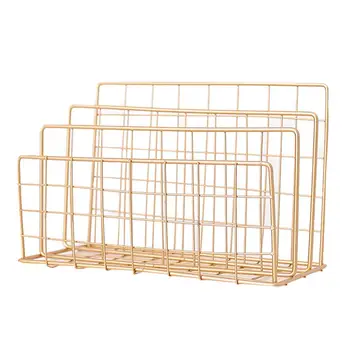 

Nordic Style Grid Wrought Iron Newspapers And Periodicals Rack Book Magazine File Desktop Storage Rack