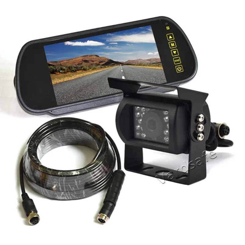

Vardsafe VS803K | Parking Reverse Backup Camera + 7 Inch Clip-on Mirror Monitor for RV Motorhome Tractor Trailer Truck Bus