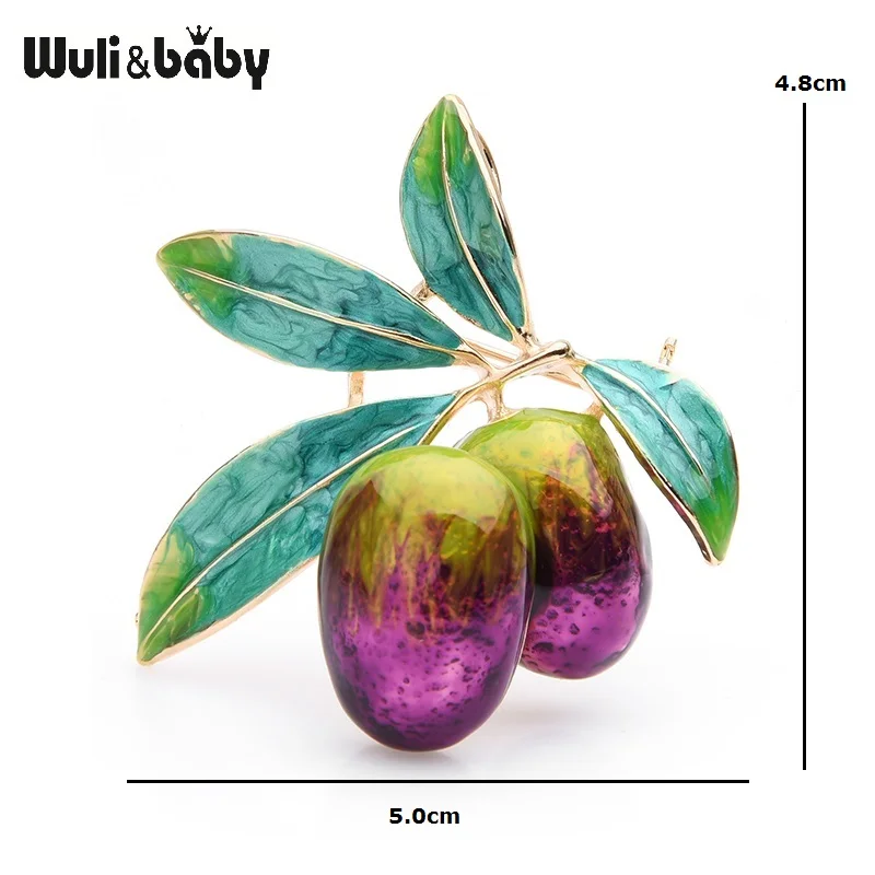 Броши Wuli& baby фиолетового и оливкового цвета с градиентом для женщин и мужчин, брошь из сплава с эмалью для еды, булавки, рождественские подарки