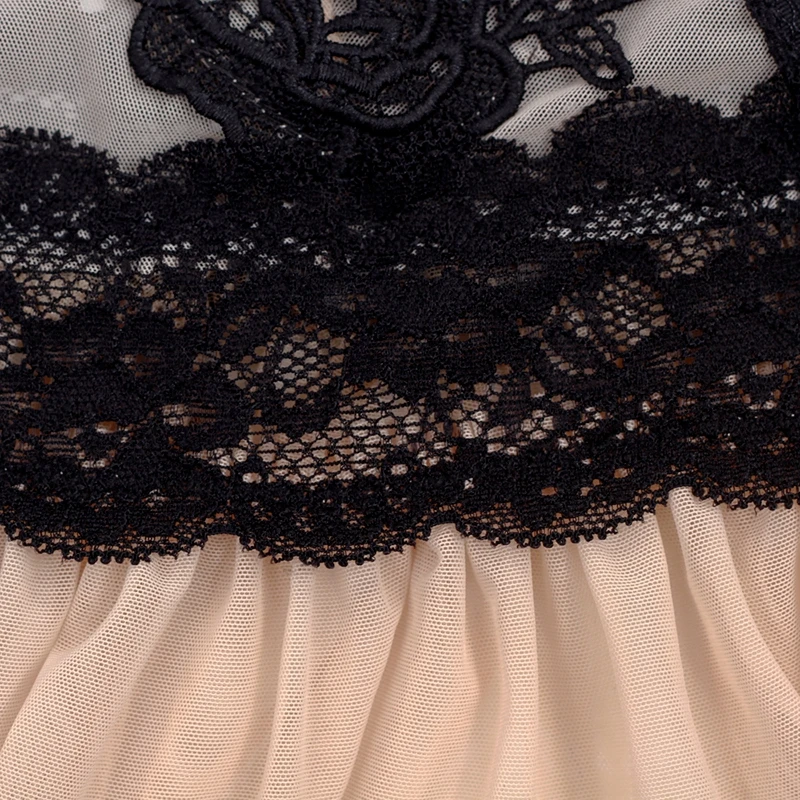 Lace Embroidery Sexy Nightgown Lady Strapless Lingerie Hot Erotic Backless Babydoll Dress + G-String Plus Size Underwear Costume