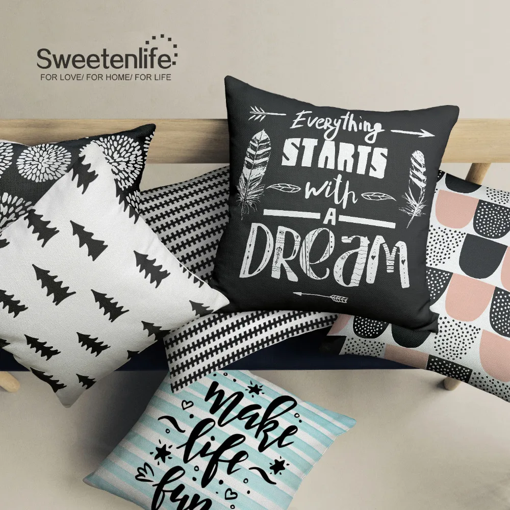 Sweetenlife, декоративные подушки в скандинавском стиле, 50*50, подушки для домашнего декора, подушка из хлопка и льна, наволочки, геометрические диванные подушки