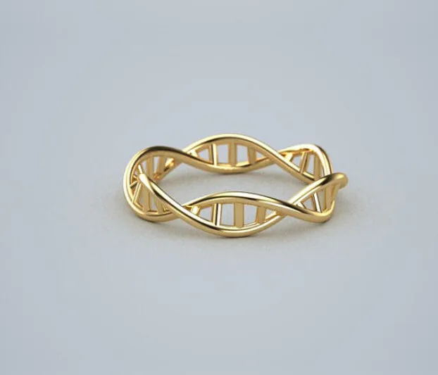 Handmade 1Pcs Gold Silver Dna Ring Chemistry Science Ring Molecule