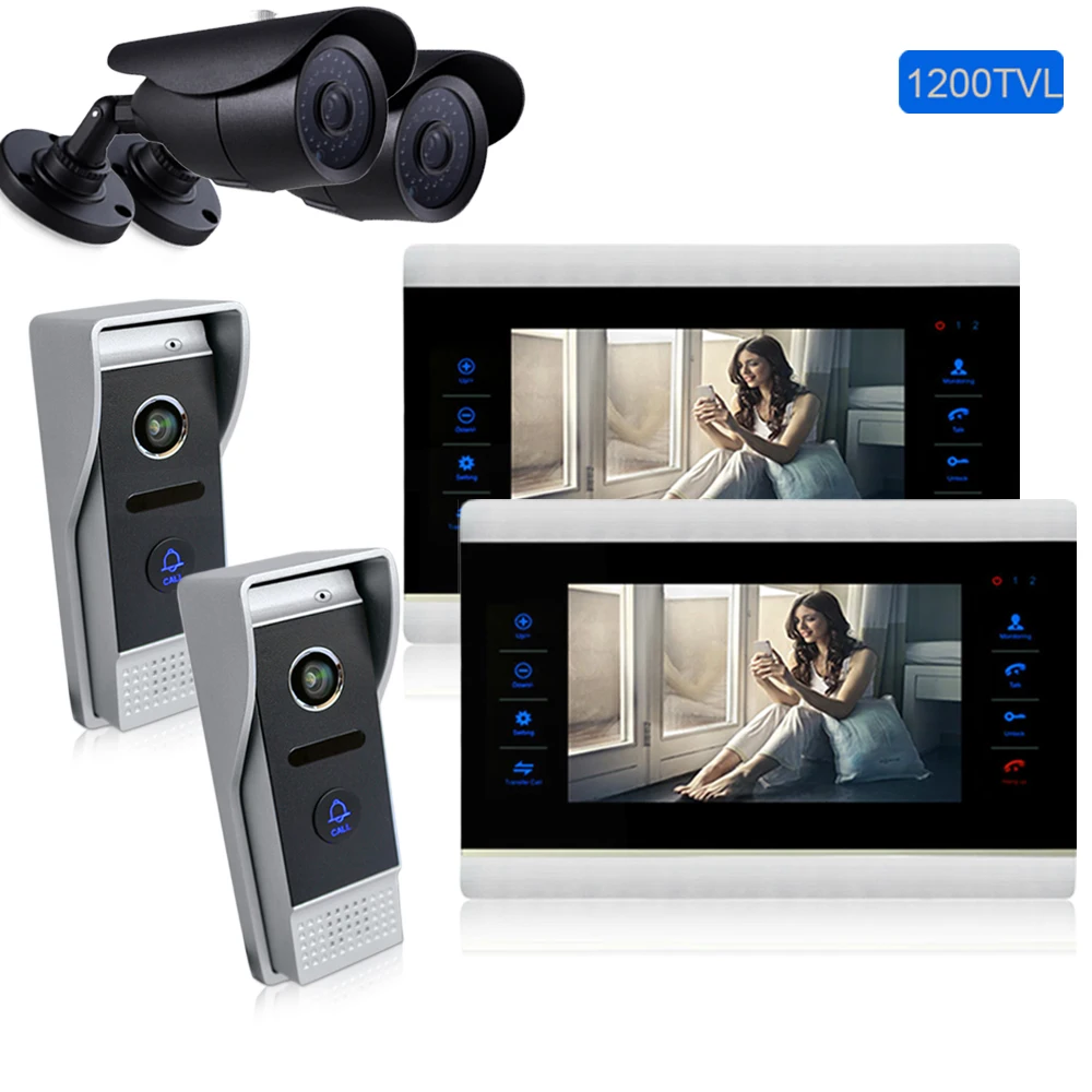 

Homefong10''Color Display LCD Video Door Phone Intercom Home Security Doorbell System Night Vision High Definition Video Camera