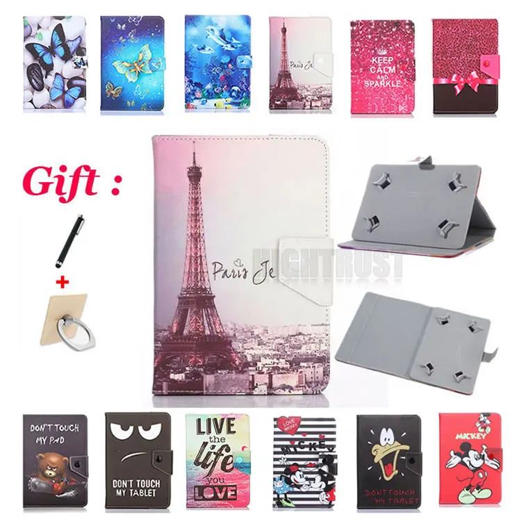 

Universal 7 inch Cartoon Pu Leather Stand Case for Nomi C07008 Sigma 3G 7" Tablet Cover + 2 Gifts (No camera hole)