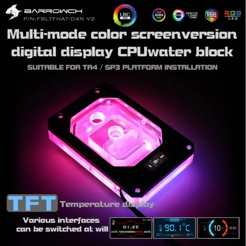 Barrowch FBLTFHAT 04N V2 для AMD Ryzen Threadripper X399 блоки платформы цифровой дисплей температуры 0 4