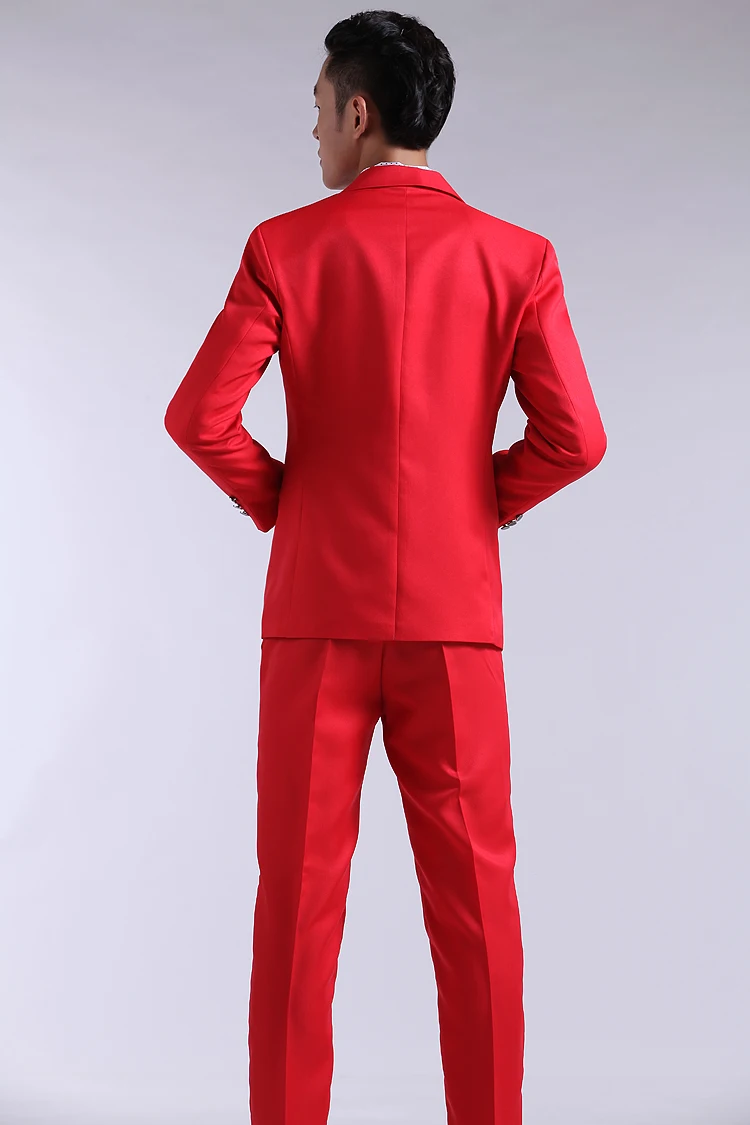 fashion 2 Pieces Set Business Casual Mens Suits With Pants Costume Homme Colorful Wedding Suits Groom Dress Singer Tuxedo