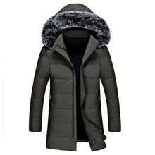 Новая мужская стеганая парка зимнее полиэстеровое пальто Толстые парки с меховым воротником модное пальто мужские s