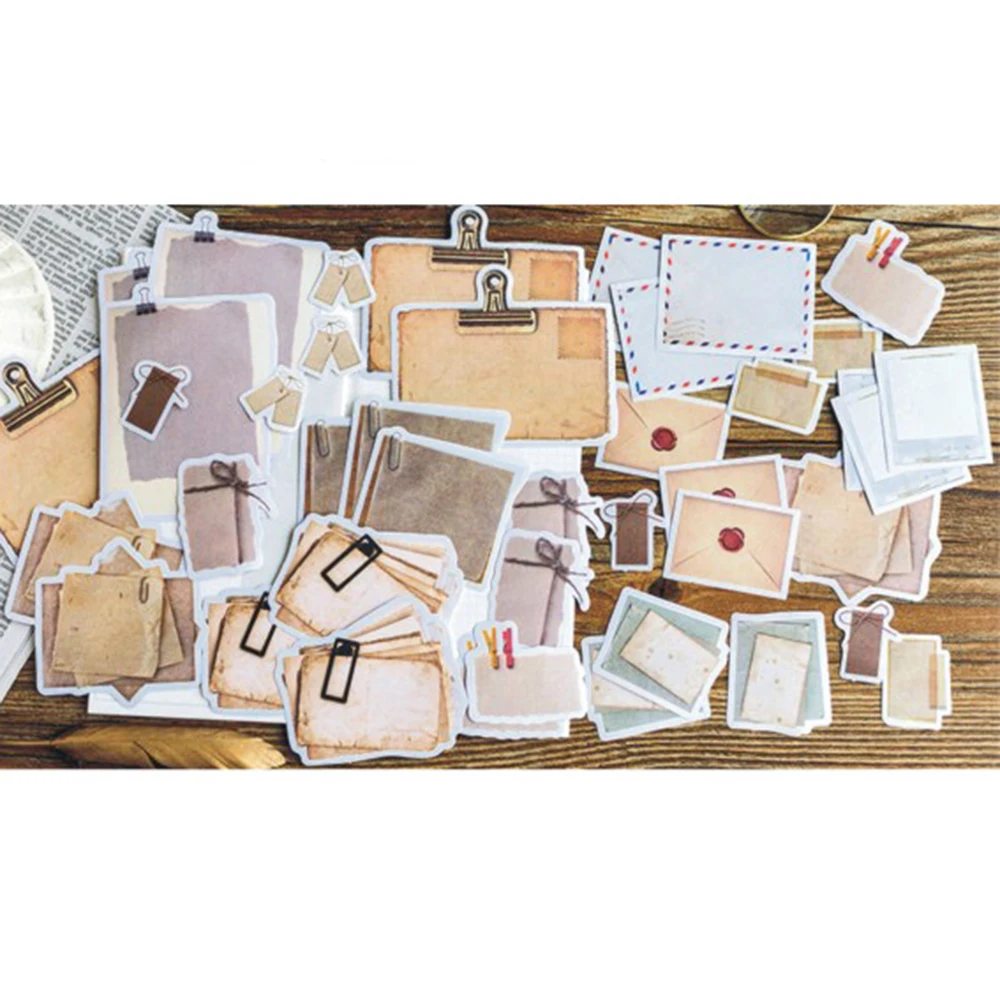 

Creative 45Pcs/Set Vintage Writable Paper Sticker DIY Diary Album Scrapbook Decoration Record Memories Wall Sticker