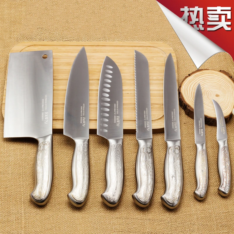 Free Shipping 5Cr15Mov Chinese Style Kitchen Multi use Cooking Knives Set Household Chef Cut Meat Vegetable