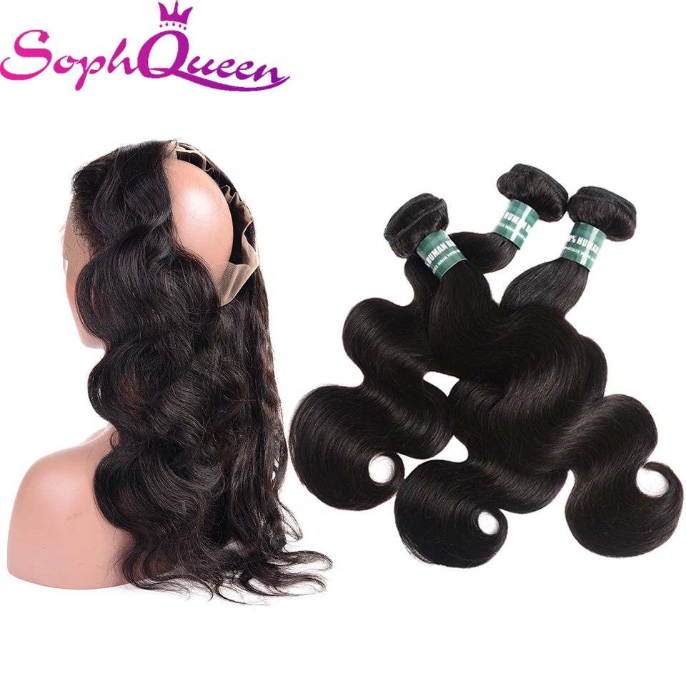 Соф queen hair 360 синтетический Frontal шнурка волос с связками Малайзии средства ухода за кожей волна Remy натуральные волосы Weave Связки с