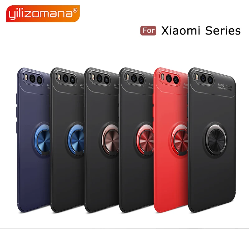 

YILIZOMANA Phone Case for Xiaomi Mi 5X A1 6 6X A2 8 SE Lite Pro Max Mix 2 2S Pro Note 3 Pocophone F1 Car Magnetic Suction Ring