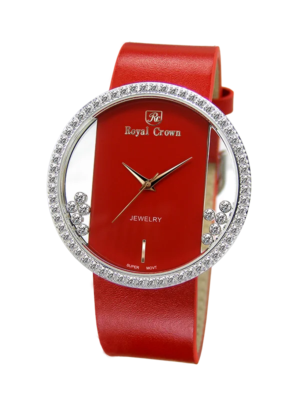 

Royal Crown 6110 Italy brand Jewelry Watch Diamond Japan MIYOTA platinum leather belt female authentic women's relogio feminino