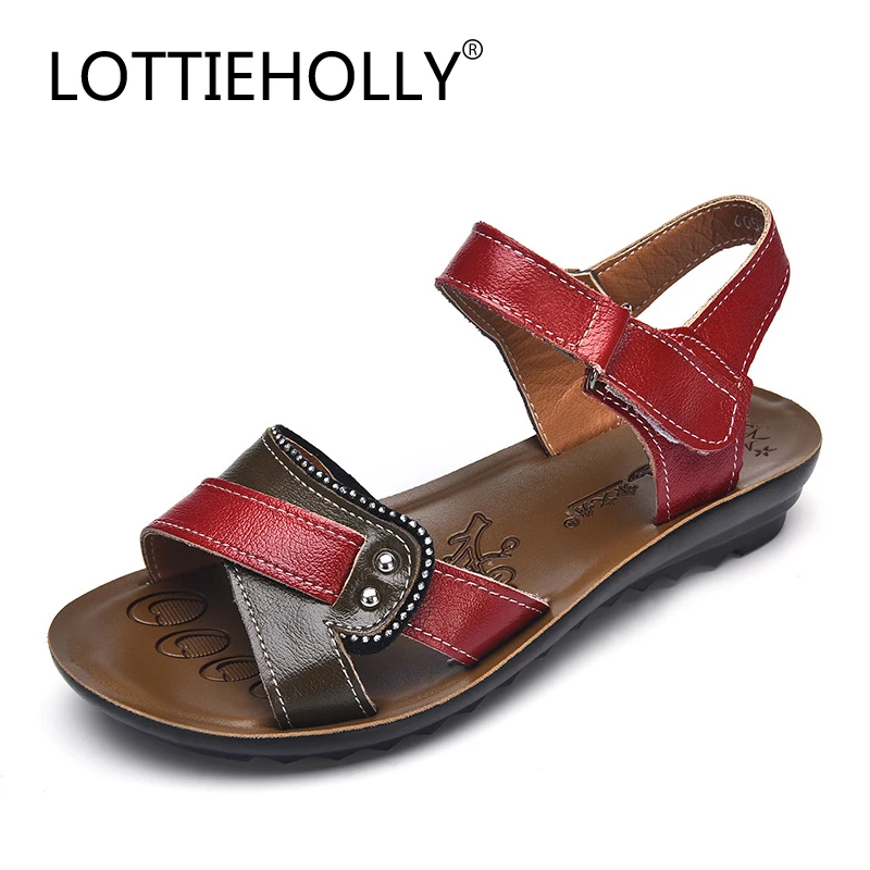 LOTTIEHOLLY Brand Genuine Leather Women Sandals Simply ...