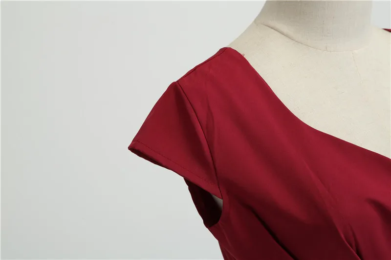 Летнее женское винтажное платье 50S 60S с коротким рукавом и v-образным вырезом, повседневные Элегантные вечерние платья миди в стиле ретро, платья размера плюс