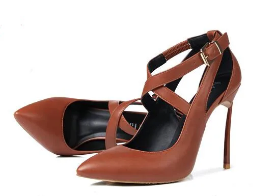 

Fashion crosst-tied pointed toe high heel pumps for women Female super high thin heel shoes High heel pumps Dress shoes