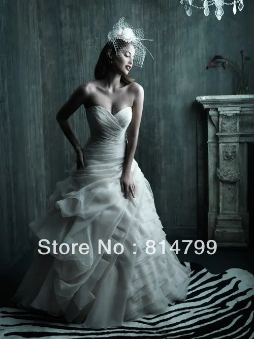 Free shipping 2013 Fashion A-line Lace Sheath/Column Sweetheart Necklines Wedding Dresses Design EW47 | Свадьбы и торжества