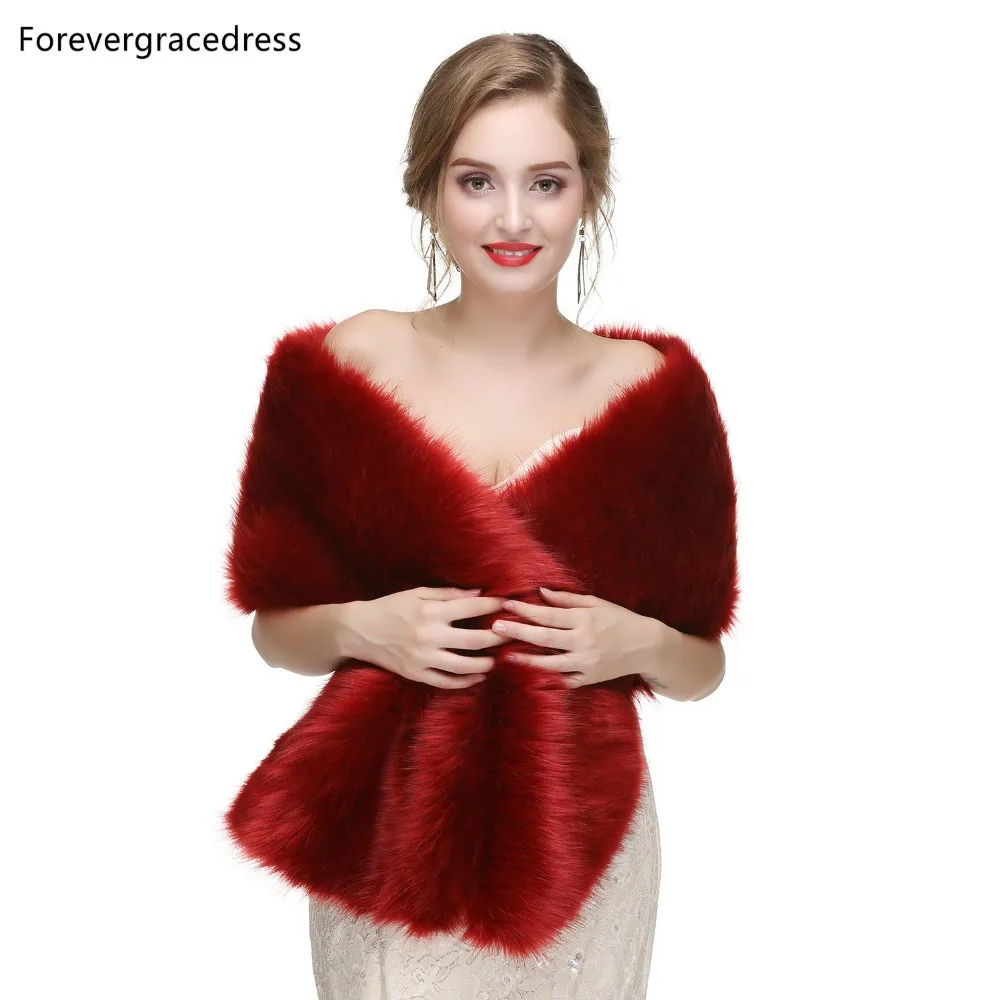 Forevergracedress 2019 Elegant Soft Autumn Winter Faux Fur Bride Wedding Wraps Bolero Jackets Bridal Coats Shawls Scarves PJ465 | Свадьбы и