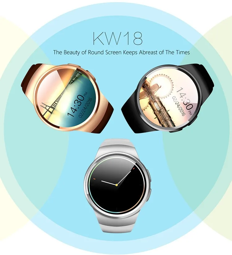 Продукт KW18 Смарт часы Android/IOS цифровые часы Bluetooth Reloj Inteligente SIM круглый монитор сердечного ритма наручные часы