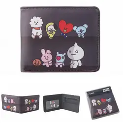 Модный мультфильм BT21 кошельки Мужской кошелек с монетой сумка на молнии маленькие Деньги Кошельки новый дизайн доллар тонкий