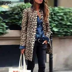 Женские Модные леопардовые с круглым вырезом, длинные, выше колена, длинные, зимние, уникальный стиль, модное пальто, повседневные
