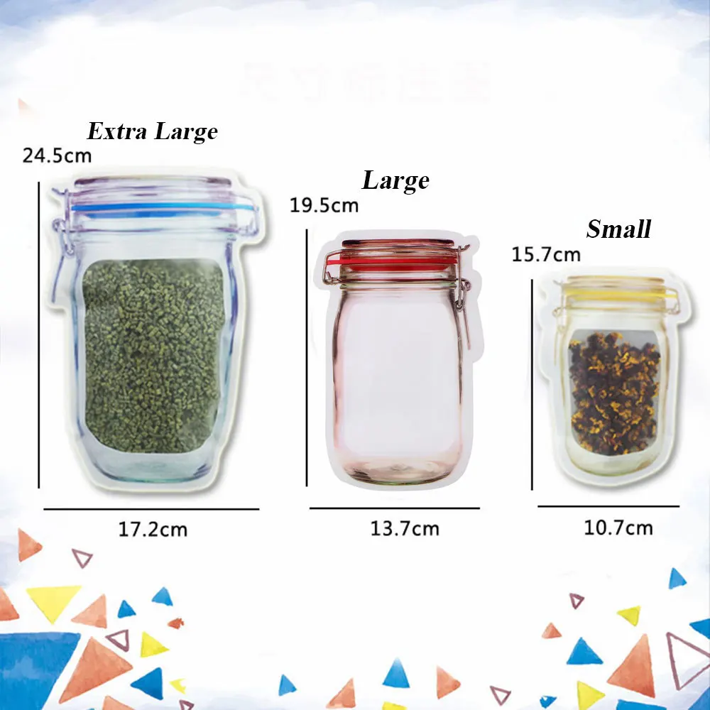 1/5 шт Mason Jar Zipper Pouch многоразовый пакет для хранения закусок герметичный мешок еды