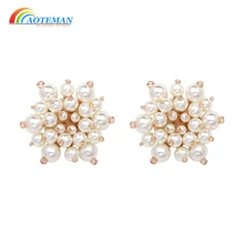 AOTEMAN 7 цветов Ручной работы Бусины Серьги для женщин 4 см роскошные хрустальные серьги-гвоздики оптом массивные украшения для подарков