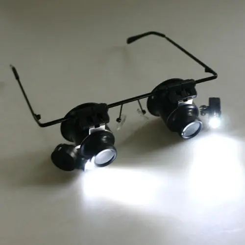 

LED 20X Magnifier Magnifying Dual Eye Glasses Loupe Lens Jeweler Watch Repair loupe magnification jewellers loupe
