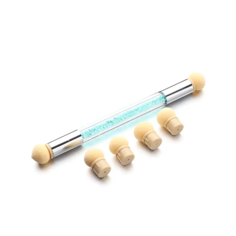 

Set Glitter Powder Picking Dotting Gradient Pen Brush + 6 Sponge Nail Art Tools 17sep29