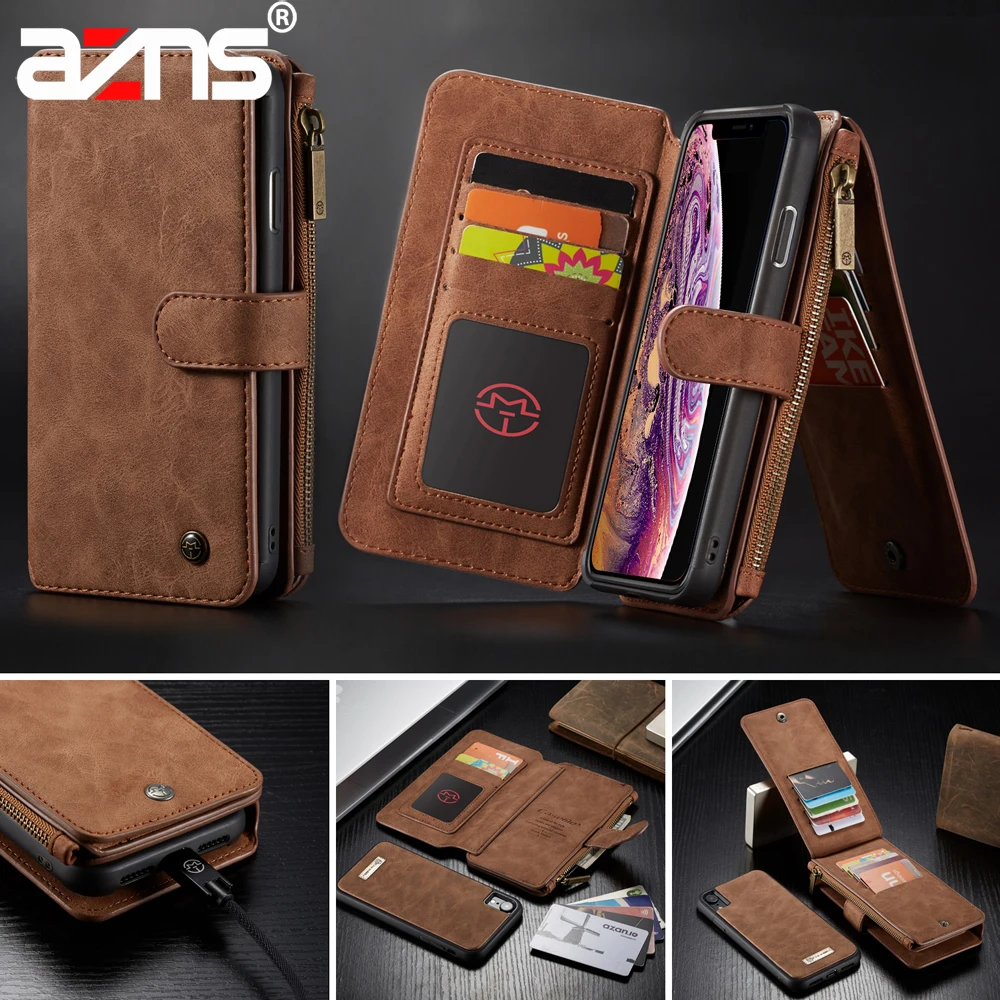 

13 Credit Card Slots Phone Case for iPhone 5/5S/5SE Stand Wallet for iPhone 6 6s 7 8 Xs Max XR Detachable Leather Magnetic Cover