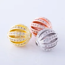 10 мм Полый Шар Бисер DIY Micro Pave CZ Арбуз Мяч Форма Бусины Для Браслеты Изготовления Ювелирных Изделий Аксессуары 5 шт. CHF125