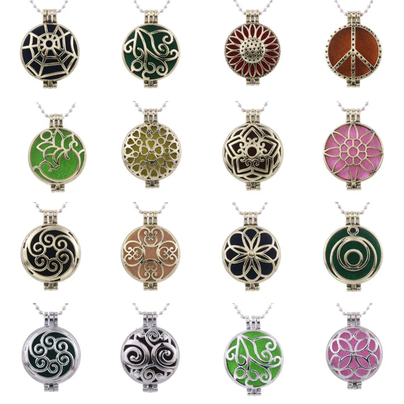 

Christmas Gold Aroma Diffuser Necklace Open Lockets Pendant Perfume Essential Oil Aromatherapy Locket Necklace With Pads