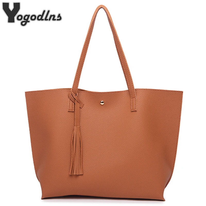 Women Messenger Bags Leather Casual Tassel Handbags Female Designer Bag Vintage Big Size Tote Shoulder Bag High Quality bolsos