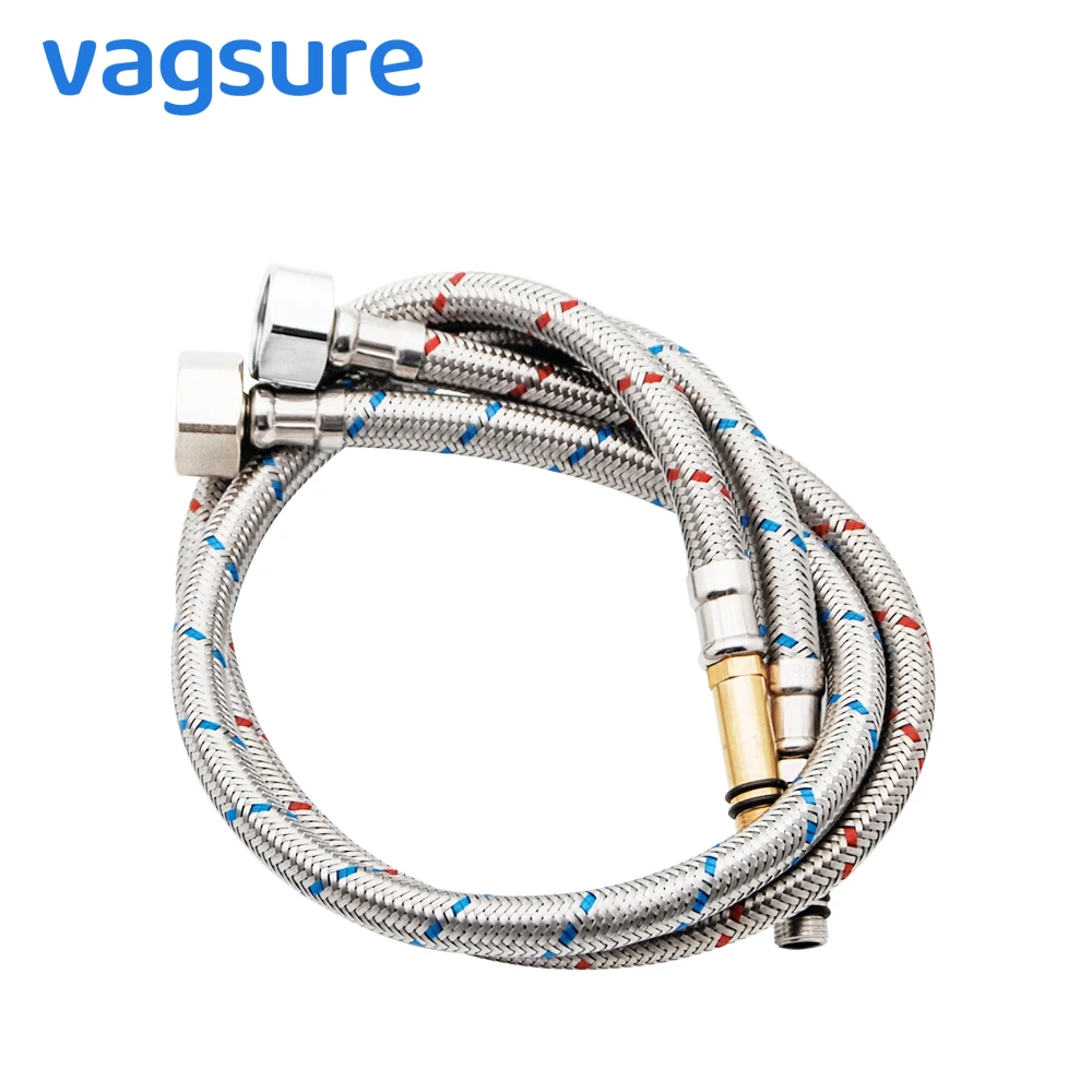 

2pcs/set G1/2 Shower Hose Stainless Steel Flexible Water Inlet Pipe Cold&Hot Mixer Tap Water Supply Copper Tube For Bathroom