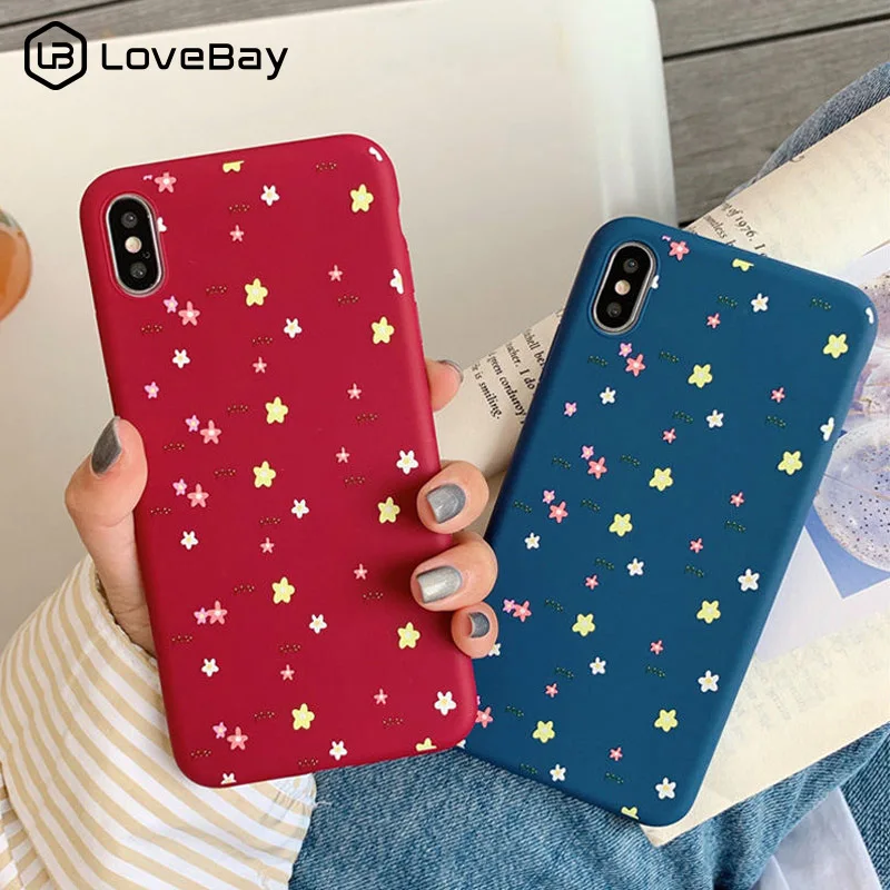 

Lovebay Cartoon Stars Flowers Case For iPhone X 8 7 6 6S Plus XS XR XS Max Floral Soft TPU Silicone Back Cover Phone Cases Coque