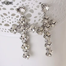 YFJEWE, новая мода, Европа и США, популярные харизматичные серьги с крестом и кристаллами, женские свадебные серьги# E202