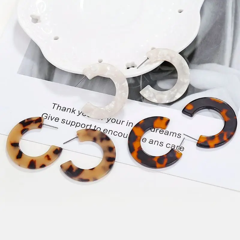 

Acrylic Marbled Earring Leopard Round Earrings Women Tortoise Shell Jewelry