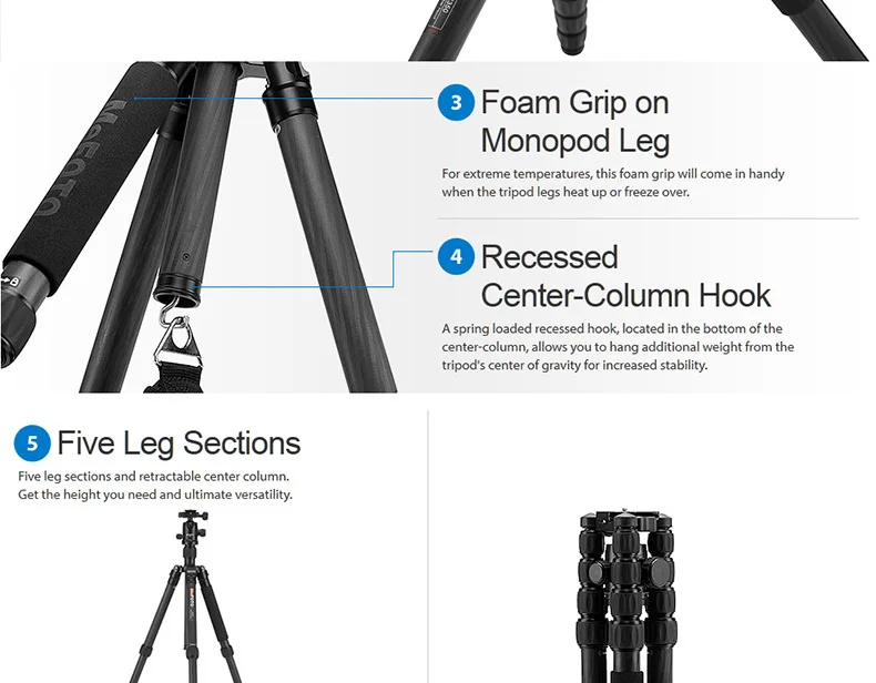 Штатив MeFOTO C2350, углеродное волокно, переносной, набор, для профессиональной камеры, монопод Q2, шариковая головка, 5 секций, с сумкой, максимальная загрузка 12 кг