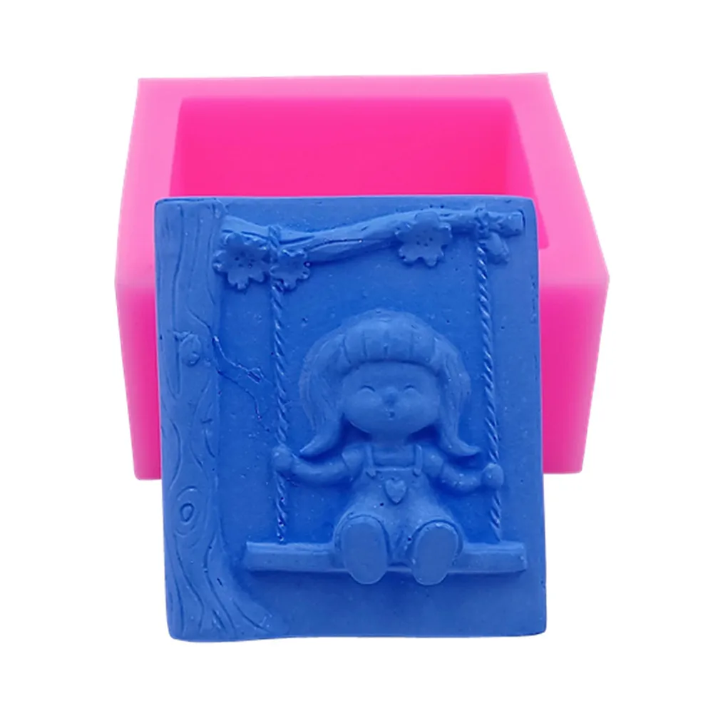 

Girl On The Swing Design Soap Mold Mousse Cake Jelly Molds Candle Wax Gypsum Resin Crafts Silicone Mold