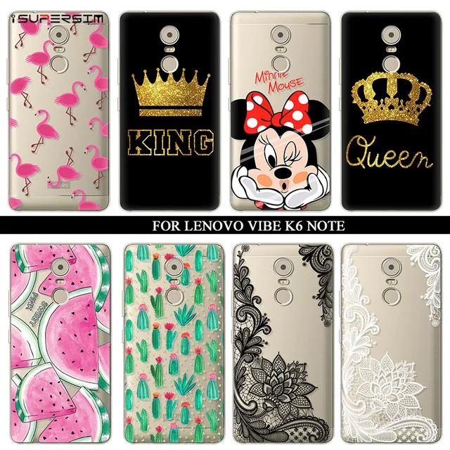 Special Price Case For Lenovo Vibe K6 Note Case Silicone Ultra Thin Soft TPU Rubber flower queen Transparent Clear Back Cartoon Print Cover