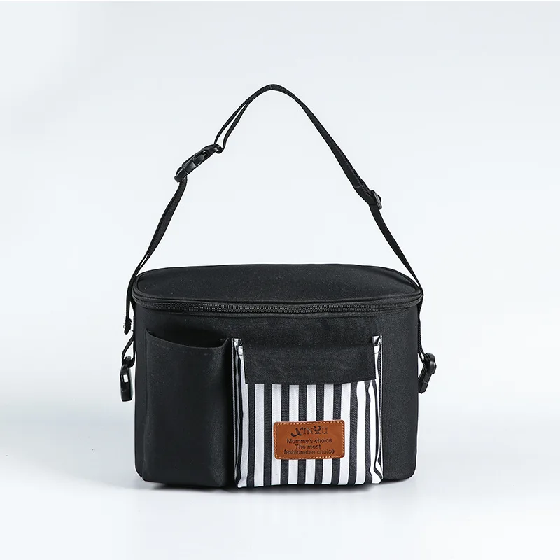 Детские подгузники сумка большая емкость детская коляска Сумка водонепроницаемая для хранения подгузников карманный портативный органайзер сумка для прогулки с ребенком - Цвет: black
