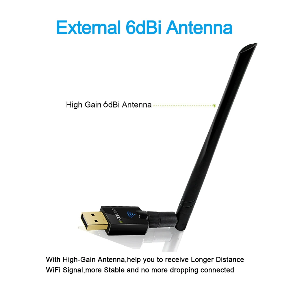 EDUP 5 ГГц usb Wi-Fi адаптер 802.11ac 600 Мбит/с Wi-Fi антенна 6dbi дальний wifi приемник беспроводной usb ethernet адаптер для ПК