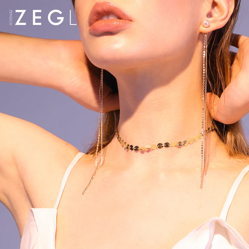 

ZEGL metal wind round neck necklace clavicle necklace fashion simple neck jewelry ladies collar wild initial necklace