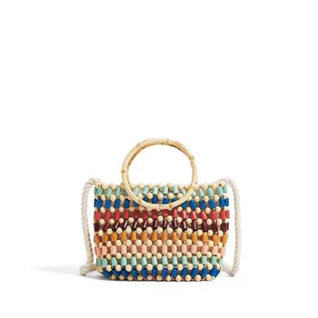 

Colorful Bead Knit Bag Beading Shoulder Bag Rainbow Single Shoulder Knit Bag New Design