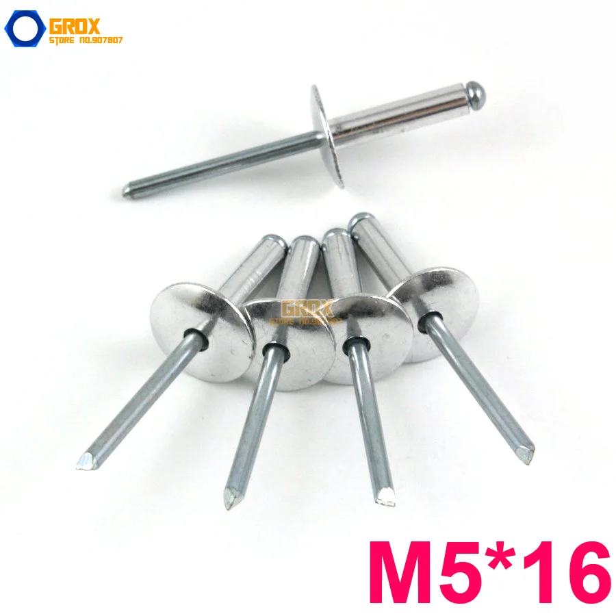 

50 Pieces M5*16 Aluminum Large Flange Blind Rivet Pop Rivet Open End